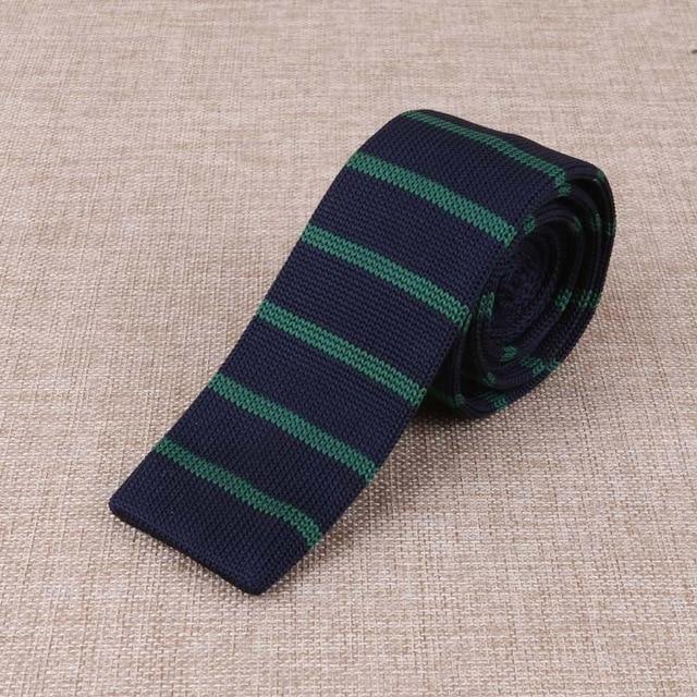 Cravate en Tricot Bleu Marrine & Vert - Cravate Prestige