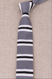 Cravate en Tricot Gris Rayée Blanc & Noir - Cravate Prestige