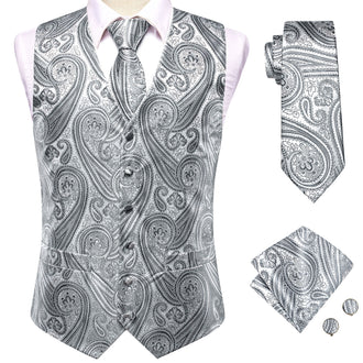 gilet de mariage gris Paisley
