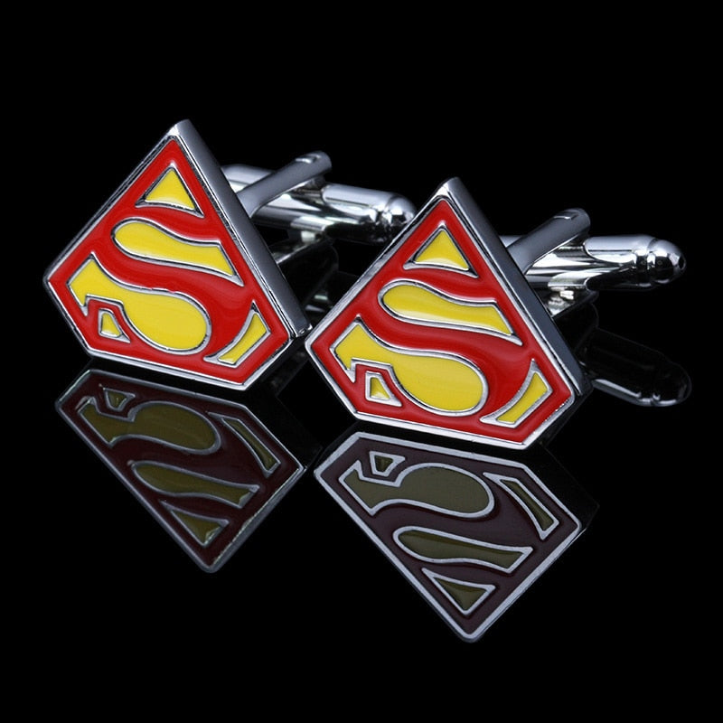 Boutons De Manchette Montegrappa Superman – émail Rouge, Plaqué Or, Collector