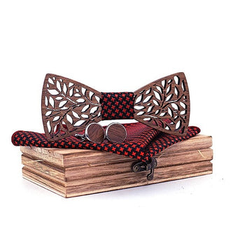 Nœud Papillon en Bois Rouge et Noir