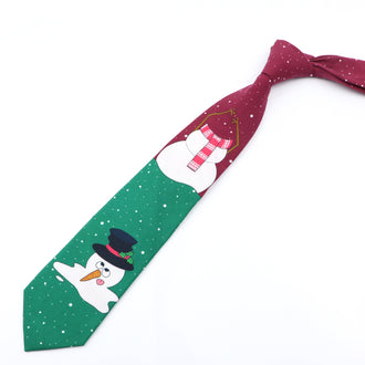 Cravate de Noël Bonhomme de neige rouge & Vert