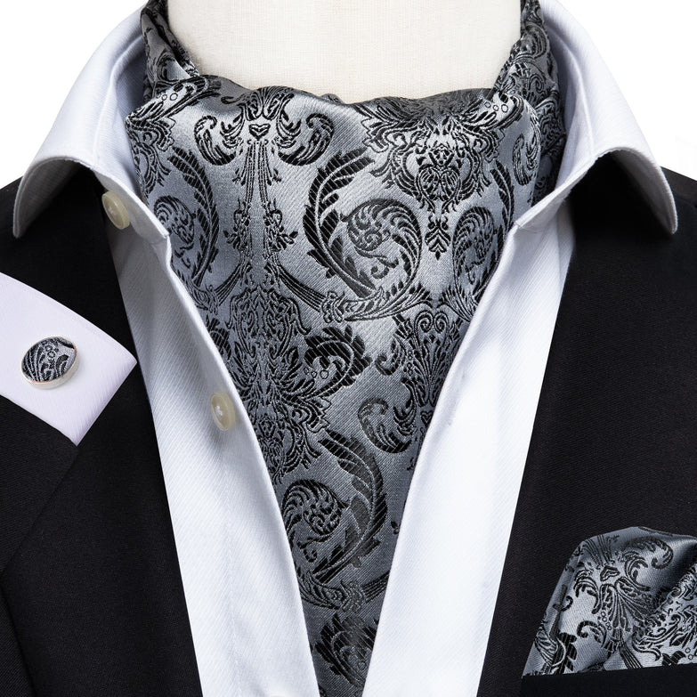 Cravate Ascot Motifs Gris