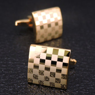 Boutons de Manchette Damier Or