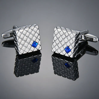 Boutons de Manchette Diamant Bleu