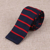Cravate en Tricot Bleu Marine Rayée Rouge - Cravate Prestige