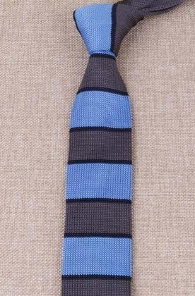 Cravate en Tricot Gris et Bleu - Cravate Prestige