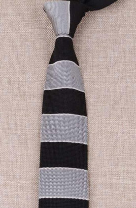 Cravate en Tricot Noire et Grise - Cravate Prestige