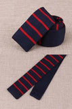Cravate en Tricot Bleu Marine Rayée Rouge - Cravate Prestige