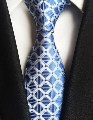 Cravate à Carreaux Bleu et Argent - Cravate Prestige