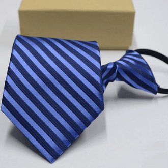 Cravate Pré-nouées Duo Bleu Rayée - Cravate Prestige
