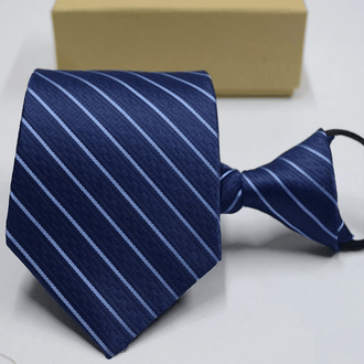 Cravates Pré-nouées Bleu Roi Rayé Bleu Clair - Cravate Prestige