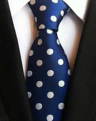 Cravate Bleu Marine à Pois Blanc - Cravate Prestige