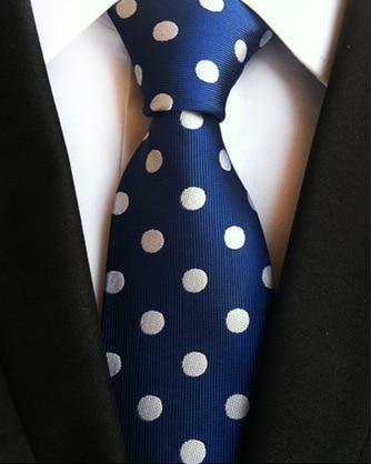 Cravate Bleu Marine à Pois Blanc - Cravate Prestige