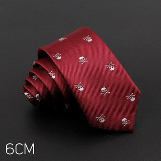 Cravate Halloween SLIM Tête de mort rouge et blanc - Cravate Prestige