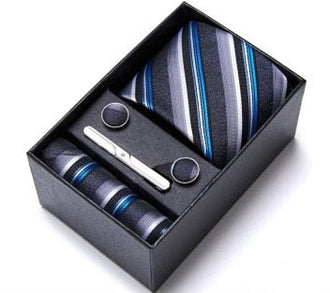 Cravate Gris-Noir-Bleu