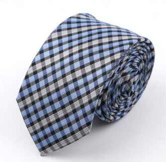 Cravate à Carreaux Gris et Bleu