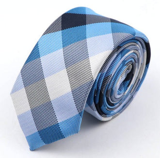 Cravate à Carreaux Bleu Clair et Blanc