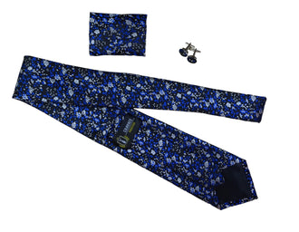 Coffrets Cravate Pack Prestige Bleu à Fleurs Blanche