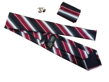 Coffrets Cravate Pack Prestige Bordeaux à Rayures Noire et Blanche