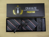 Coffrets Cravate Pack Prestige Noire à Rayures Rose