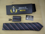 Coffrets Cravate Pack Prestige Noire à Rayures Rose