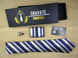 Coffrets Cravate Pack Prestige à Rayure Bleu et Blanc Floral 