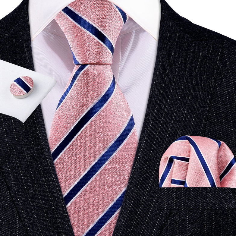 Coffrets Cravate Pack Prestige Rose et Bleu à Rayures