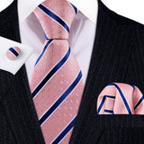 Coffrets Cravate Pack Prestige Rose et Bleu à Rayures