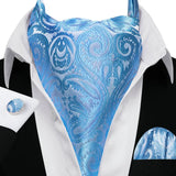 Cravate Ascot Bleu Ciel Paisley