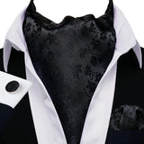 Cravate Ascot Noir a Fleurs