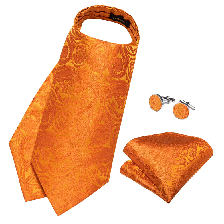 Cravate Ascot Paisley Orange