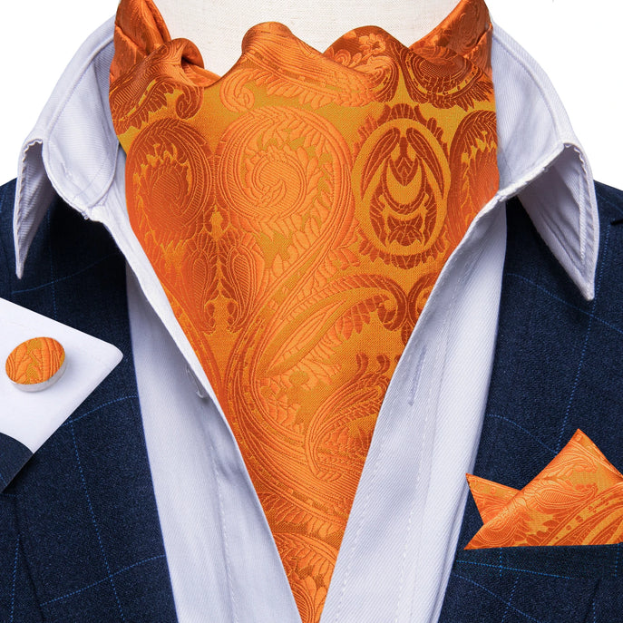 Cravate Ascot En Soie Jaune Faite à La Main - Fabriquée En Italie, Motif Uni, Pour Mariage Ou événement
