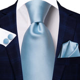 Cravate Bleu Argenté Satin Pack Prestige