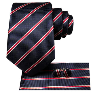 Cravate Bleu Marine a Rayures Rouge