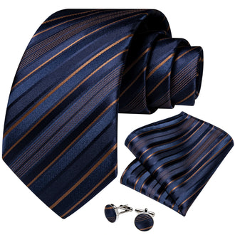 Cravate Bleu Royal et Or à Rayures