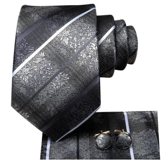Cravate Fleurs Grise Prestige Pack Prestige