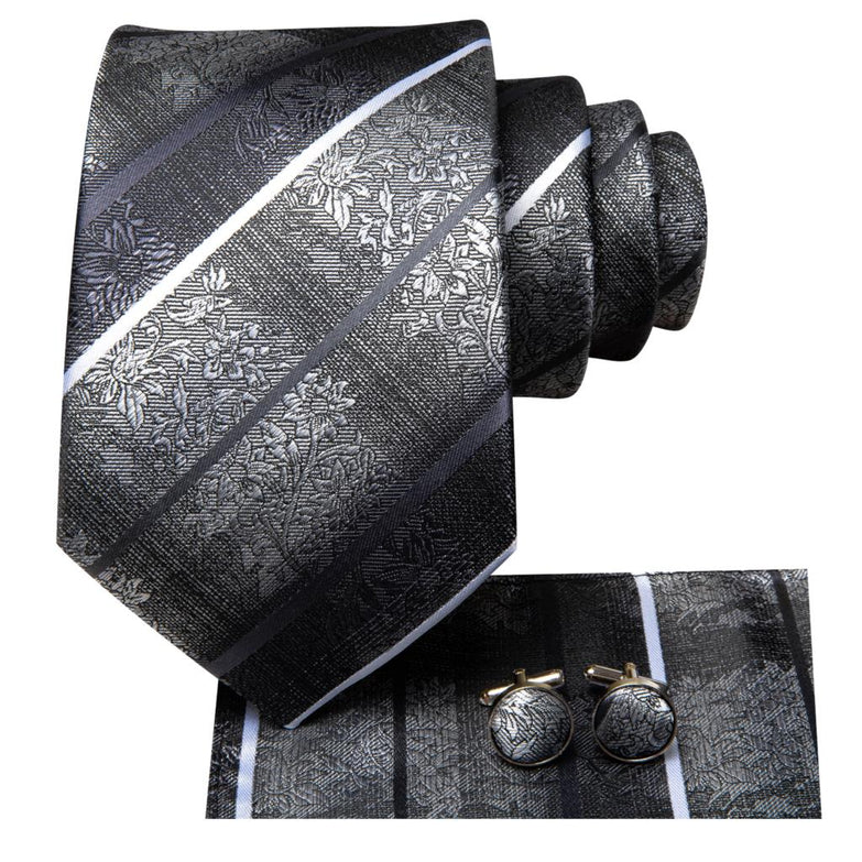 Cravate Fleurs Grise Prestige Pack Prestige