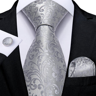 Cravate Fleurs Grise Prestige Pack Prestige