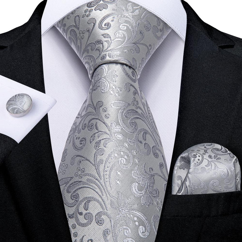 Cravate Fleurs Grise Prestige Pack Prestige