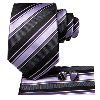 Cravate Noir a Rayures Violette