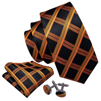 Cravate Orange et Noir Ecossais