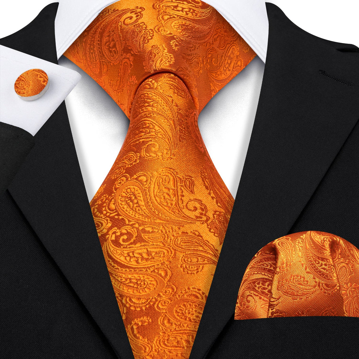 Coffrets Cravate Pack Prestige Orange Paisley - Élégance et Distinctio