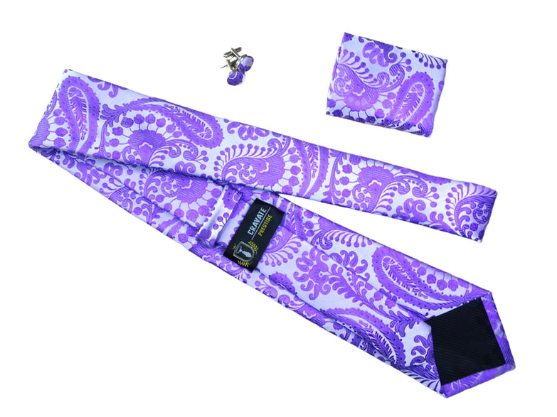 Cravate Pack Prestige Violette Paisley