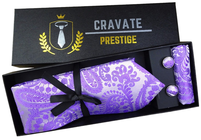 Cravate Pack Prestige Violette Paisley