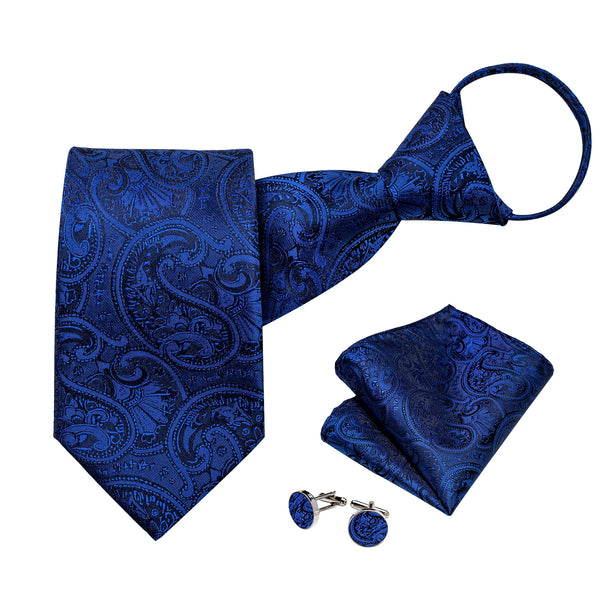 Cravate Pré Nouée Bleu Roi Paisley