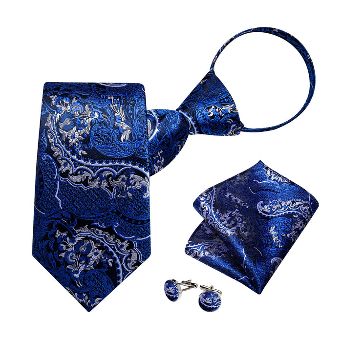 Cravate Pré Nouée Bleu Royal Baroque