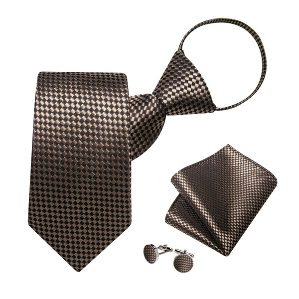 Cravate Pré Nouée Noire et Or à Damier