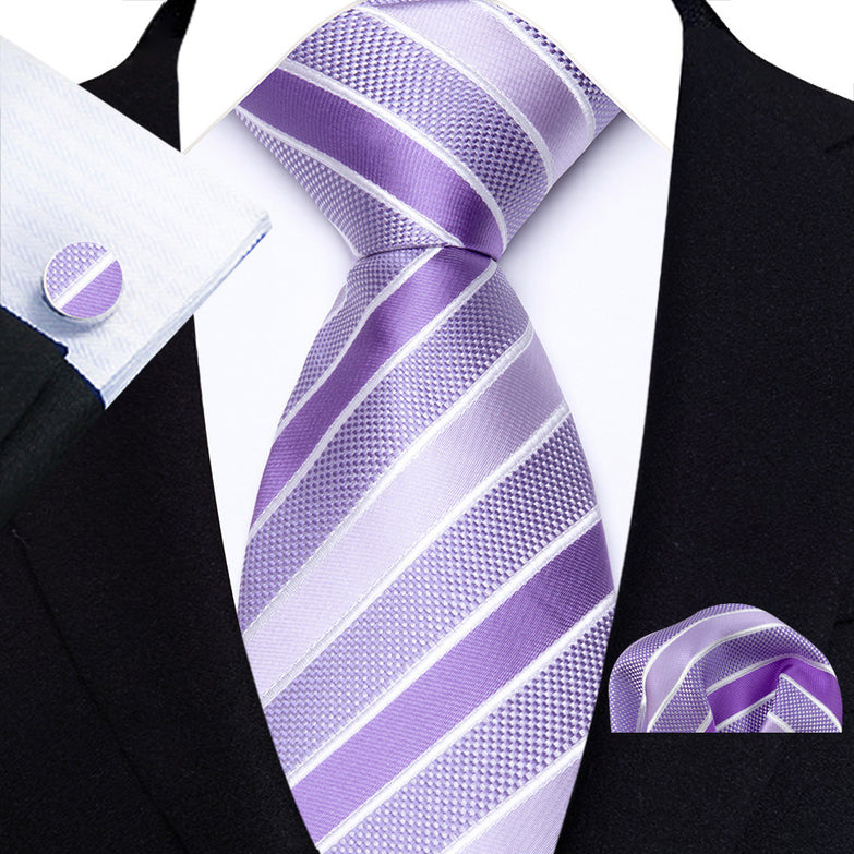 Cravate Violette et Lavande Rayée Pack Prestige