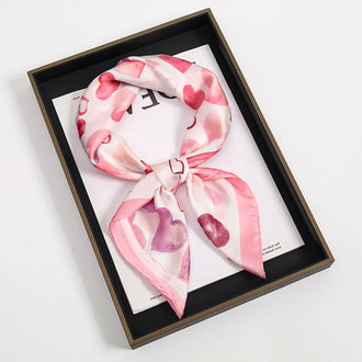 Foulard en Soie Rose et Blanc Love